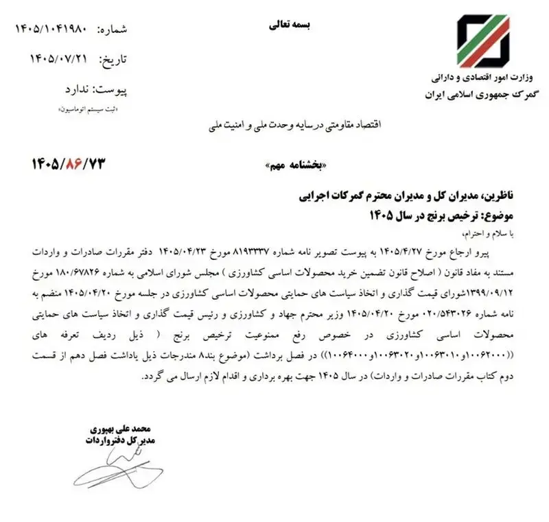 واردات برنج