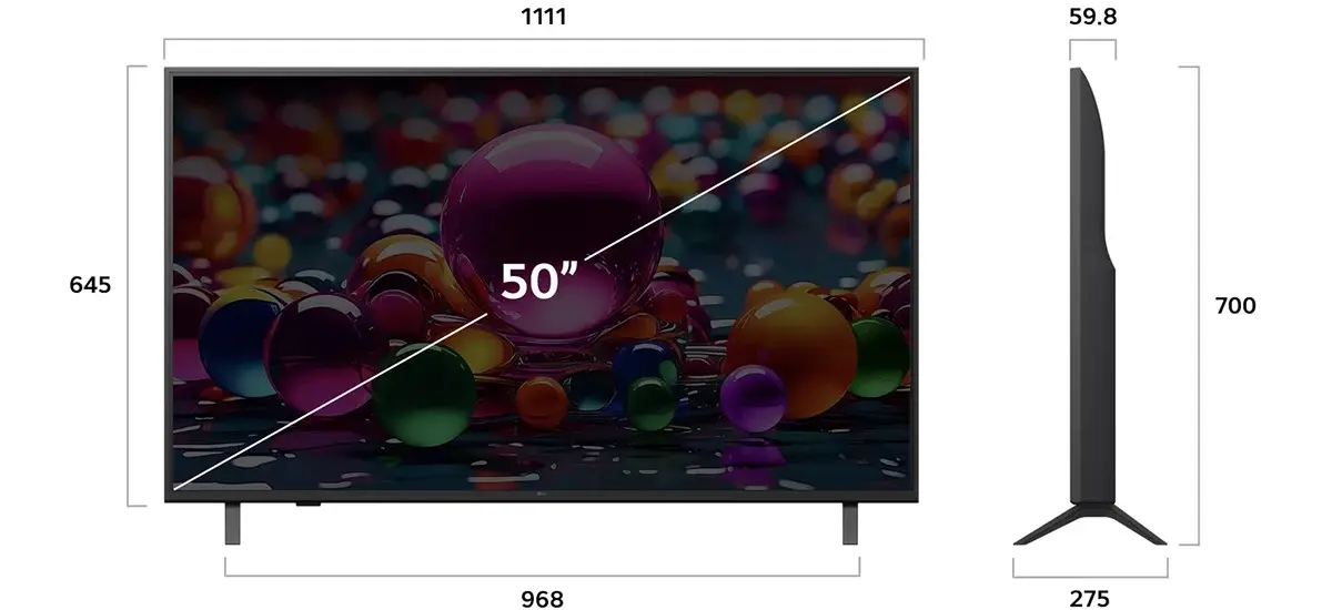 ابعاد تلویزیون 50 اینچ چقدر است؟ _ اندازه دقیق + فاصله دید ایده_آل - تصویر 2