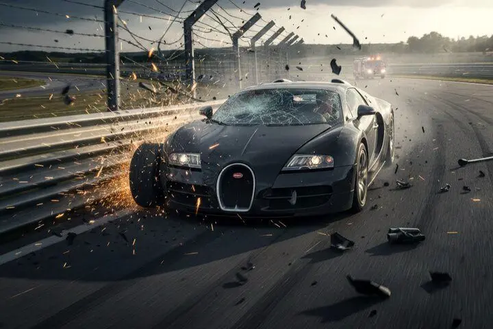 تصادف بوگاتی با سرعت ۴۰۰ کیلومتر بر ساعت