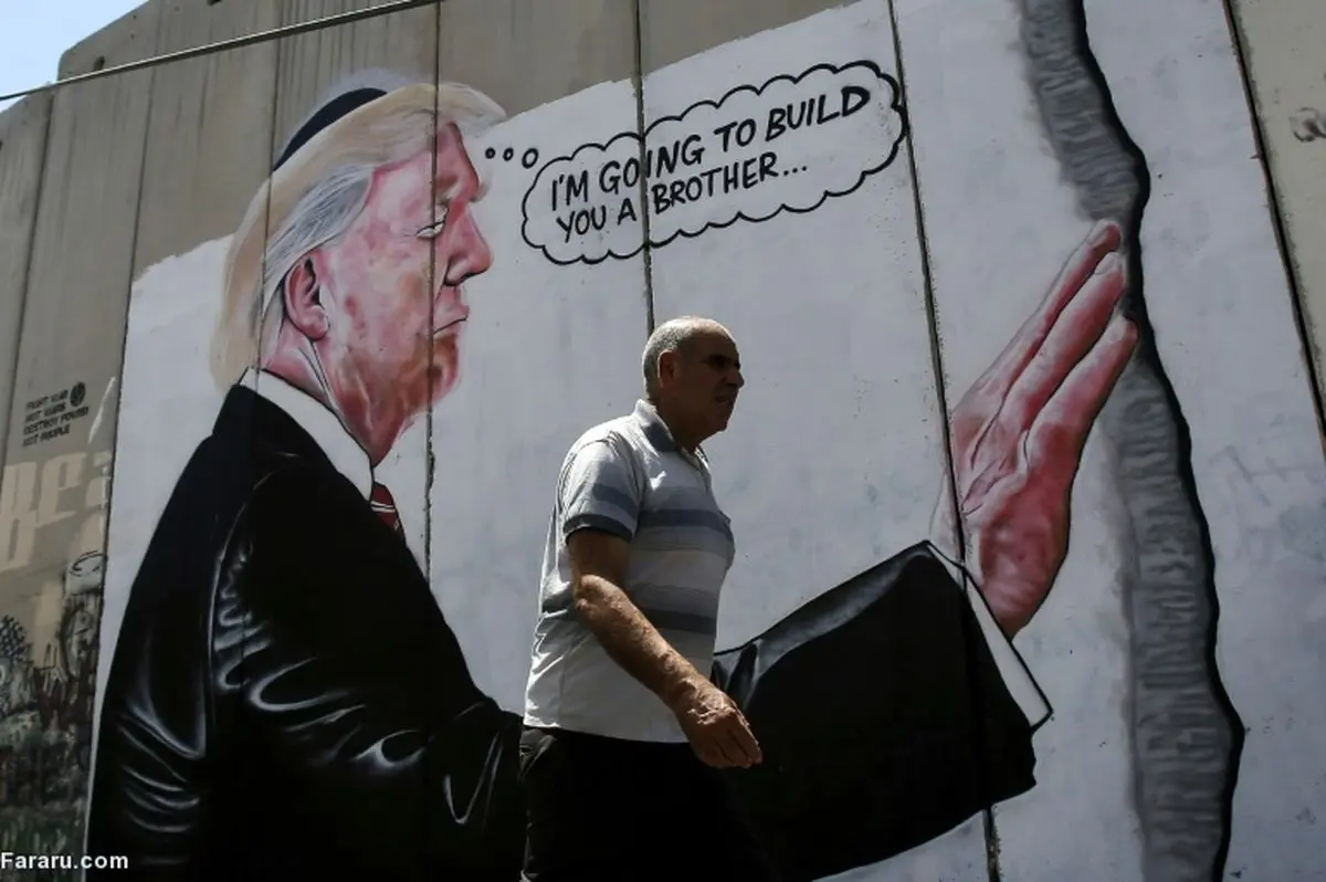 نقاشی ترامپ روی دیوار در فلسطین اشغالی
