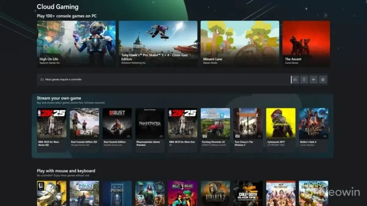 قابلیت «پخش بازی‌های شخصی» به اپلیکیشن Xbox رایانه اضافه شد
