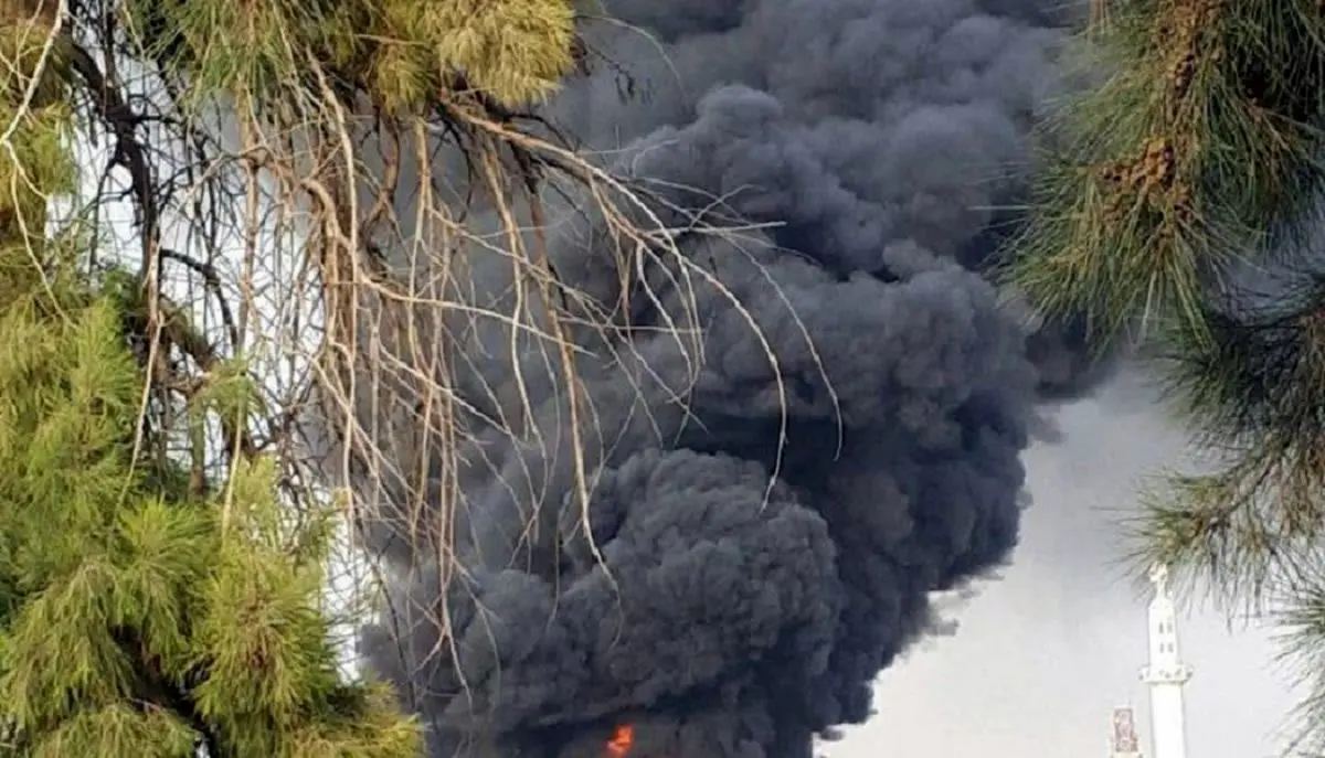 آتش سوزی وسیع در یک کارخانه تولید روغن صنعتی+تصویر