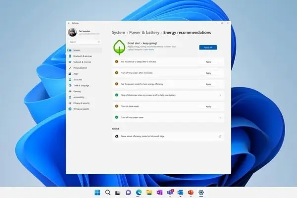 ویندوز 11 به گزینه‌هایی برای کمک به افزایش عمر باتری لپ‌تاپ‌ها مجهز می‌شود