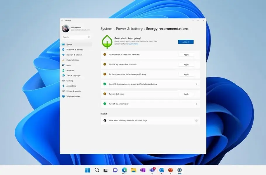 ویندوز 11 به گزینه‌هایی برای کمک به افزایش عمر باتری لپ‌تاپ‌ها مجهز می‌شود