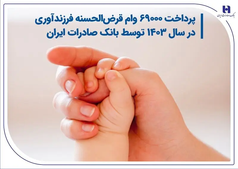 پرداخت ۶۹۰۰۰ وام قرض‌الحسنه فرزندآوری در سال ۱۴۰۳ توسط بانک صادرات ایران