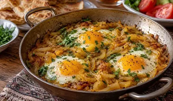 طرز تهیه نیمرو پیاز با پیاز طلایی؛ ساده و خوش‌طعم