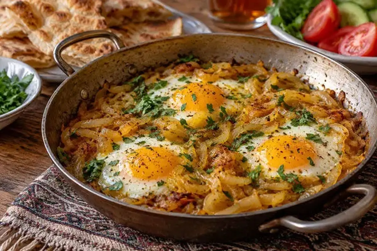 طرز تهیه نیمرو پیاز با پیاز طلایی؛ ساده و خوش‌طعم